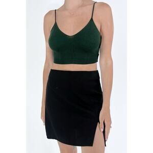 Women's Forest Green Ribbed Knit Cropped Tank Top Size Small